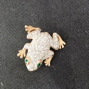 Gold rhinestone FROG PIN BROOCH